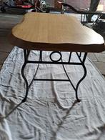 PRIJSVERLAGING Unieke salontafel hout en smeetijzer, Ophalen, Rechthoekig, Overige materialen