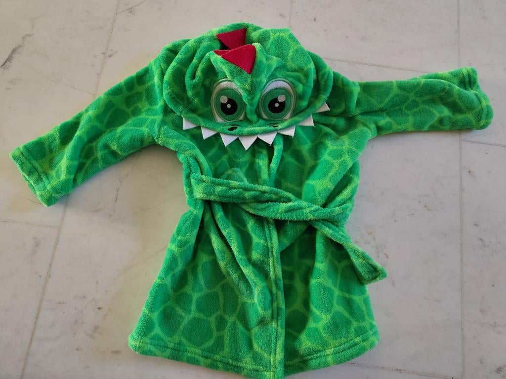 Groene Dino Badjas Maat 92/98, Kinderen en Baby's, Babykleding | Maat 80, Jongetje of Meisje, Ophalen of Verzenden, Zo goed als nieuw
