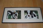 Ingelijst 2 tekeningen van koeien, Antiek en Kunst, Kunst | Tekeningen en Foto's, Ophalen of Verzenden