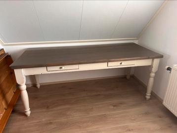 Brokante eethoektafel met lades 200  x  90  CM   beschikbaar voor biedingen