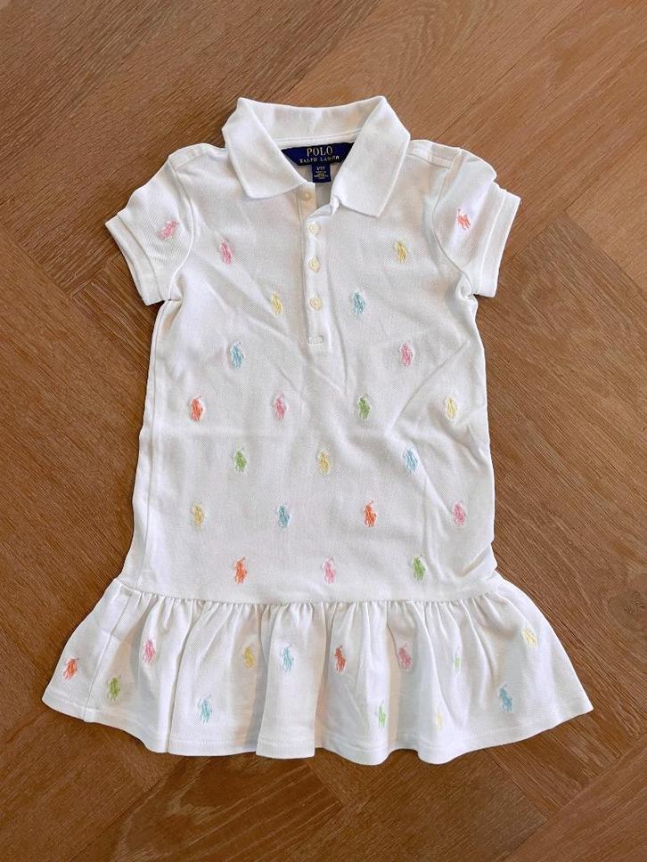 Ralph Lauren jurkje meisje wit pastel paard logo maat 3T 98, Kinderen en Baby's, Kinderkleding | Maat 98, Zo goed als nieuw, Meisje