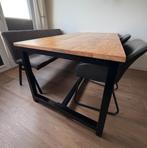 Label 51  Eettafel mango hout met stalen frame., Huis en Inrichting, Ophalen, Gebruikt, 100 tot 150 cm, Metaal