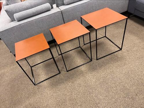 3 Showmodel Jori Ascot bijzettafel leer Design Tafel set, Huis en Inrichting, Tafels | Bijzettafels, Nieuw, Minder dan 55 cm, Ophalen of Verzenden