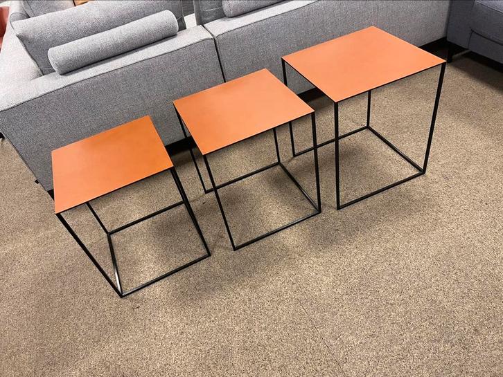 3 Showmodel Jori Ascot bijzettafel leer Design Tafel set, Huis en Inrichting, Tafels | Bijzettafels, Nieuw, Minder dan 55 cm, Ophalen of Verzenden