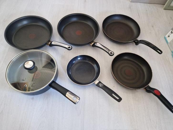 Koekenpannen set van 6 stuks Tefal, Huis en Inrichting, Keuken | Potten en Pannen, Gebruikt, Koekenpan of Braadpan, Ophalen