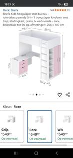 Roze 5-in-1 Kinderbed met Bureau, Ophalen, Zo goed als nieuw, Hoogslaper