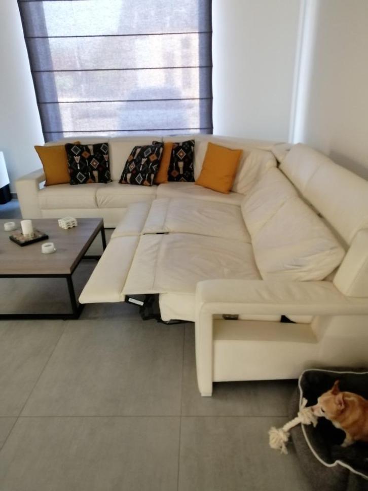 Lederen hoekzetel, Huis en Inrichting, Banken | Complete zithoeken, Gebruikt, Leer, Ophalen