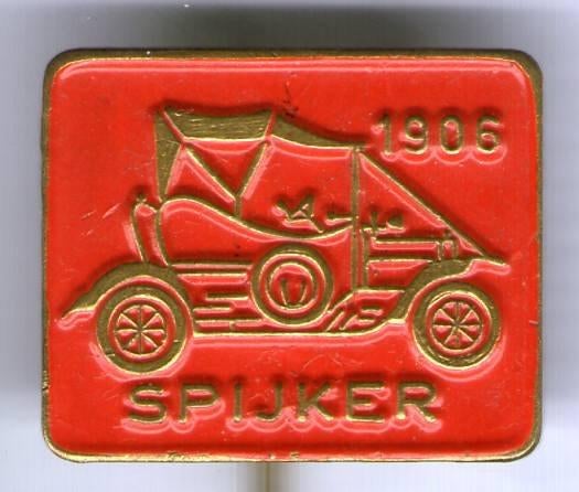 Spijker 1906 rood op koper oldtimer auto speldje ( D_036 ), Verzamelen, Verzenden, Zo goed als nieuw, Transport, Speldje of Pin