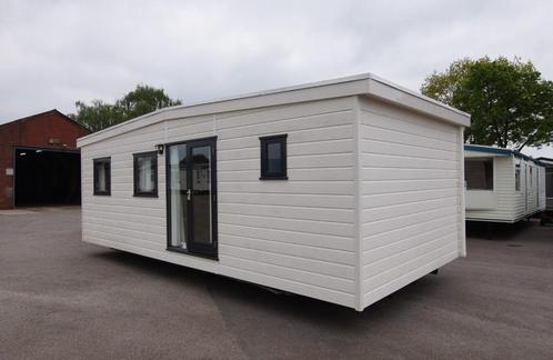 Kunststof chalet middenwoonkamer 2 slaapkamers dubbel glas, Caravans en Kamperen, Stacaravans, tot en met 5, Verzenden
