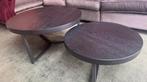 Set salontafels zwart hout met metalen poot, Ophalen, Rond, 50 tot 100 cm, Minder dan 50 cm