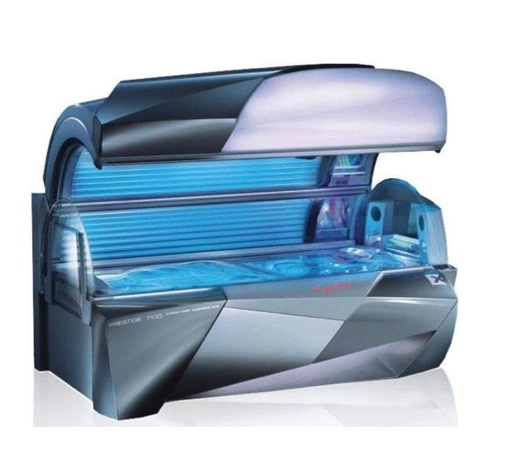 Ergoline Prestige 1100 Occasion, Witgoed en Apparatuur, Zonnebanken en Gezichtsbruiners, Zonnebank dubbelzijdig, 15 lampen of meer