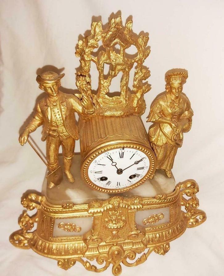 antieke franse pendule romantiekje, Antiek en Kunst, Antiek | Klokken, Ophalen of Verzenden