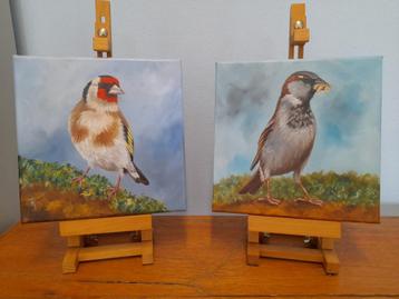 Schilderij mus en puttertje - origineel cadeau - 2 voor 65 € beschikbaar voor biedingen