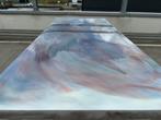 Handgemaakte tafel met epoxyhars, Huis en Inrichting, Tafels | Eettafels, Ophalen, 50 tot 100 cm, Zo goed als nieuw, Vijf personen of meer