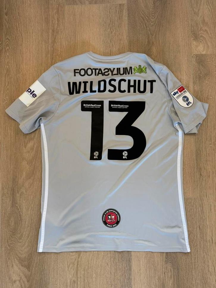 Wedstrijdshirt Exeter City, Yanic Wildschut, Sport en Fitness, Voetbal, Zo goed als nieuw, Shirt, Maat L, Ophalen of Verzenden