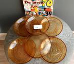 Vintage 6 Arcoroc Sierra Amber diner borden 21.5 cm, Ophalen of Verzenden, Bord(en), Overige stijlen, Glas