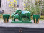Art Deco Lemanceau Olifanten Beeld met Vaasjes, Ophalen of Verzenden