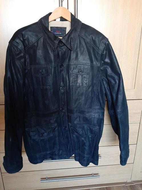 z.g.a.n. zwarte leren jas, maat 52/54., Kleding | Heren, Jassen | Winter, Zo goed als nieuw, Maat 52/54 (L), Zwart, Ophalen of Verzenden