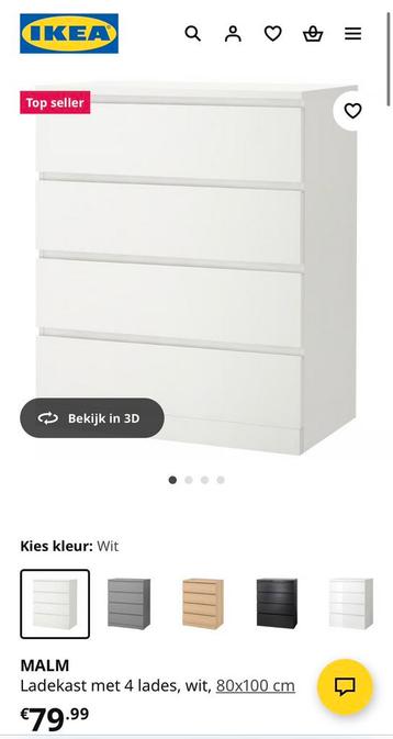 Malm 4 ladekast wit - afbeelding 2