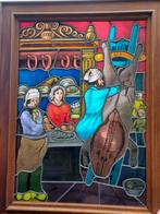 Glas in lood raam uit een slagerij, Antiek en Kunst, Ophalen