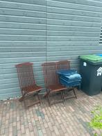Houten Tuinstoelen met Kussentjes, Huis en Inrichting, Stoelen, Ophalen, Gebruikt, Hout, Drie