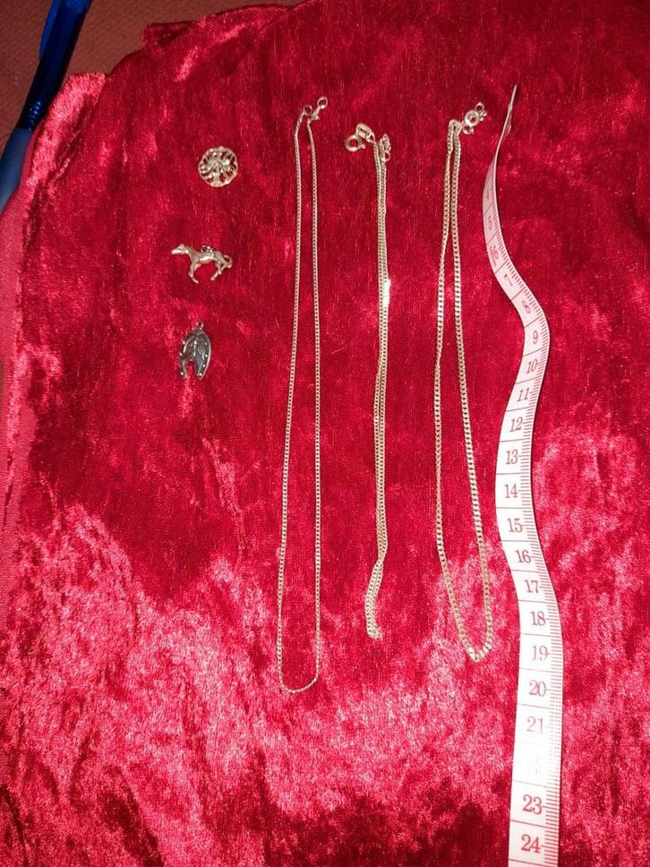 Zilveren kettinkjes kort & hangertjes, Sieraden, Tassen en Uiterlijk, Kettingen, Zo goed als nieuw, Zilver, Zilver, Ophalen of Verzenden