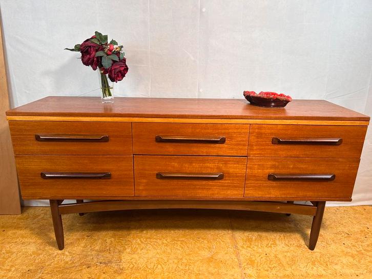 Gratis bezorging!Mid century retro vintage teak dressoir1960, Huis en Inrichting, Kasten | Dressoirs, Gebruikt, 150 tot 200 cm