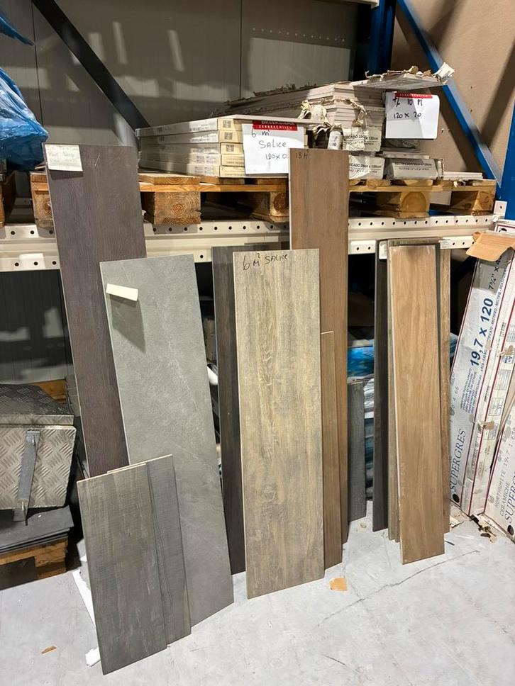 Te koop opruiming  div partij houtlook tegels, Doe-het-zelf en Verbouw, Tegels, Nieuw, Vloertegels, Keramiek, 60 cm of meer, 10 m² of meer