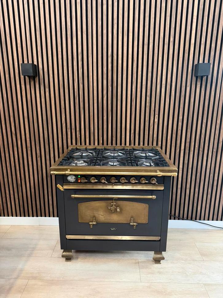 Unieke Boretti Fornuis Antraciet+oud koper (Gratis bezorgen), Witgoed en Apparatuur, Fornuizen, Zo goed als nieuw, Vrijstaand