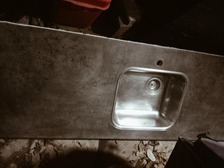 Aanrechtblad 1.80m grijs gemêleerd met spoelbak, Huis en Inrichting, Keuken | Keukenelementen, Ophalen of Verzenden