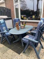 Mooi tuinset met tafel en stoelen, Tuin en Terras, Ophalen, 4 zitplaatsen, Kunststof, Gebruikt