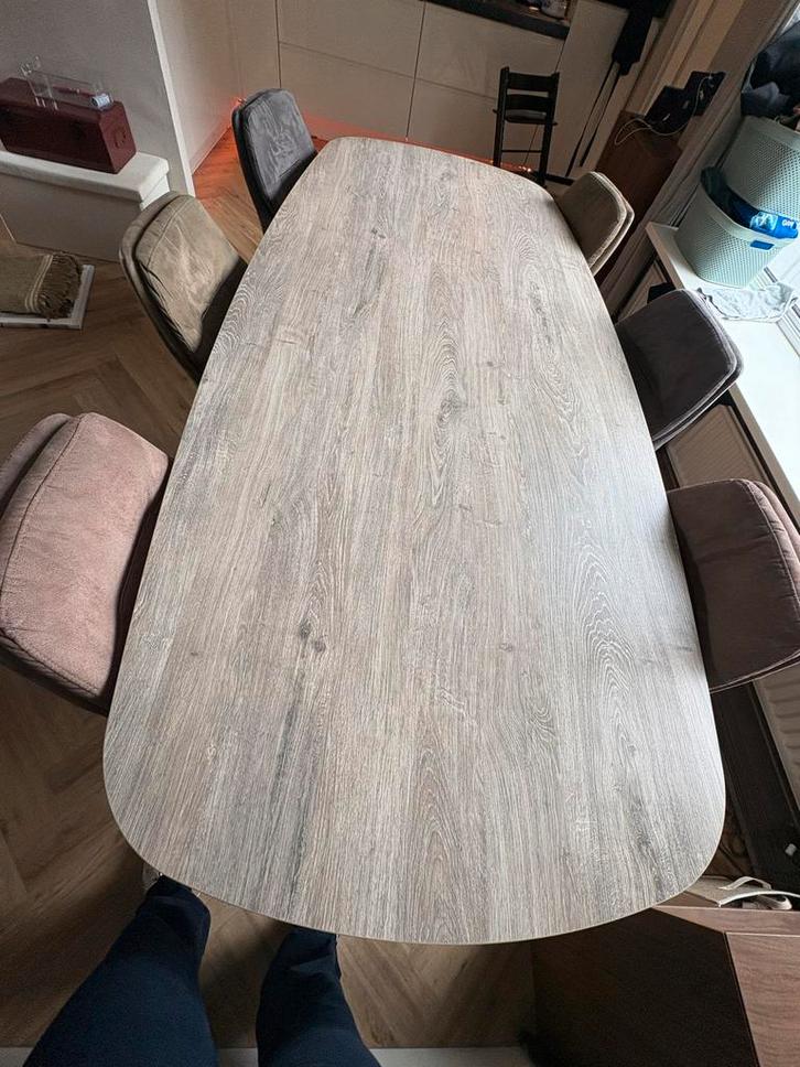 Ovale eettafel met 6 stoelen, Huis en Inrichting, Tafels | Eettafels, Gebruikt, 100 tot 150 cm, 150 tot 200 cm, Vijf personen of meer