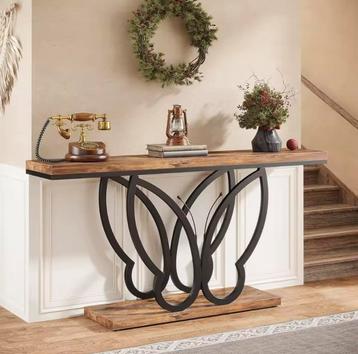 Lange Rustieke Wandtafel / Consoletafel Elegant Vlinderframe beschikbaar voor biedingen