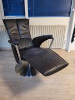 Leren Relaxfauteuil XL met lendesteun en voetenbank, Ophalen, 75 tot 100 cm, Leer, 75 tot 100 cm
