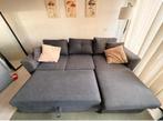Grijze hoekbank / slaapbank met opbergruimte & kussens, Huis en Inrichting, Ophalen, Hoekbank, 75 tot 100 cm, Zo goed als nieuw