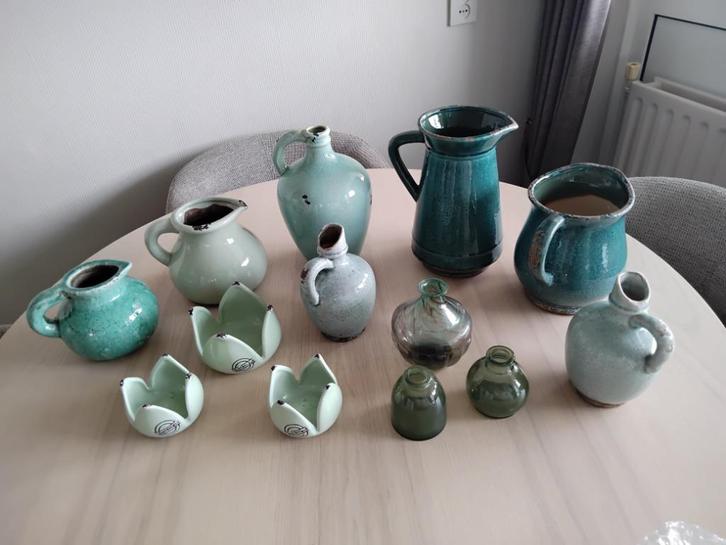 Leuke groene kannen en waxinehouders, Huis en Inrichting, Woonaccessoires | Overige, Zo goed als nieuw, Ophalen
