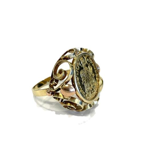 14 Karaat Gouden Munt Ring 1/4 Dukaat Salzburg 1704, Sieraden, Tassen en Uiterlijk, Ringen, Zo goed als nieuw, Dame, 17 tot 18