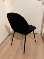 Zwarte, gestoffeerde eetkamerstoelen - 4 stuks, Gebruikt, Zwart, Ophalen of Verzenden, Vier