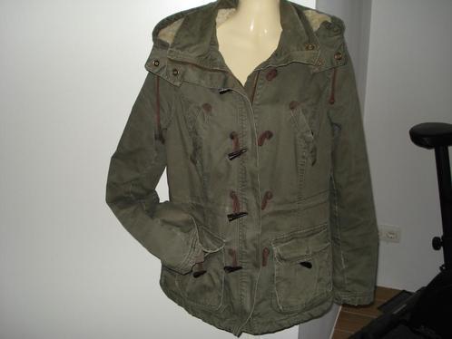 Z.g.a.n. groene, beige gev. parka, L.O.G.G. mt. 38, oks. 51, Kleding | Dames, Jassen | Winter, Zo goed als nieuw, Maat 38/40 (M)