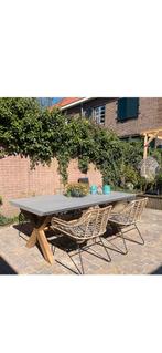 Complete tuinset composiet met betonlook met 4 stoelen, Tuin en Terras, Tuinsets en Loungesets, Ophalen, Eettafel, Zo goed als nieuw