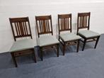 Set van 4 eetkamerstoelen / stoelen donker eiken met stof, Vier, Gebruikt, Bruin, Hout