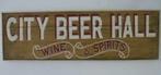 Vintage houten bier reclame bord / etalage / cafe pub kroeg, Reclamebord, Ophalen of Verzenden, Zo goed als nieuw