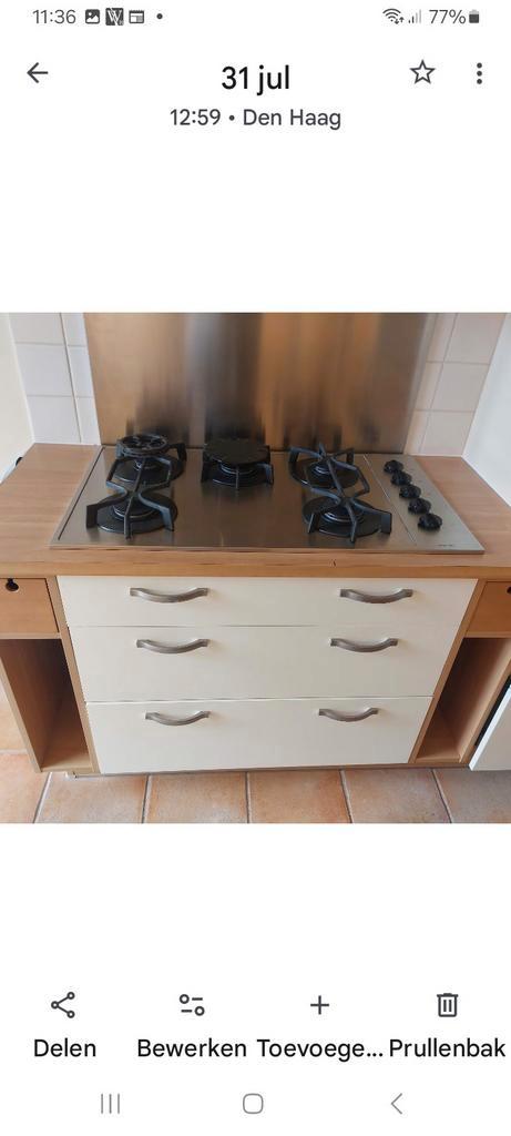 Siemens 5-pits gaskookplaat + afzuigkap & achterplaat, Witgoed en Apparatuur, Fornuizen, Gebruikt, Inbouw, Gas, 5 kookzones of meer