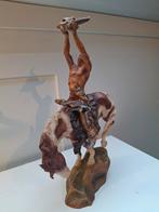 Indianenbeeld op paard met schedel, Antiek en Kunst, Kunst | Beelden en Houtsnijwerken, Ophalen of Verzenden