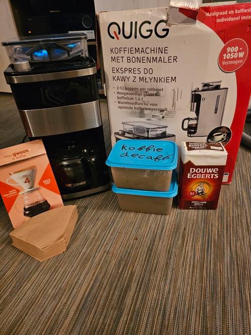 Quigg koffiemachine met bonenmaler en filter, Witgoed en Apparatuur, Koffiezetapparaten, Koffiemachine, Ophalen