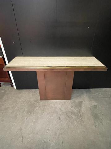 Sidetable / Wandmeubel, Travertin En Messing, Belgochrom 70s beschikbaar voor biedingen