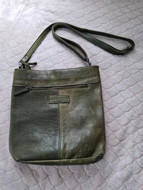 Mooie stoere groen olijf leren schouder tas van DSTRCT, Sieraden, Tassen en Uiterlijk, Portemonnees, Gebruikt, Groen, Leer, Ophalen of Verzenden
