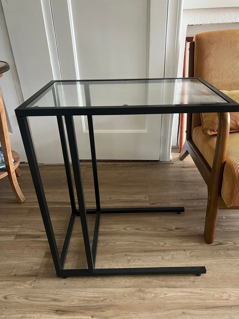 Ikea Laptophouder/Bijzettafel Zwart 35x65, Ophalen, Metaal of Aluminium, 55 tot 75 cm, Zo goed als nieuw