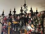 Grote Bruine Kroonluchter met Kristallen & Spot, Ophalen, Zo goed als nieuw, Metaal