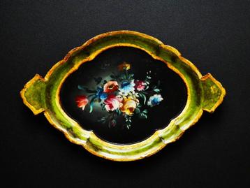 Handbeschilderd Italiaans dienblad serveerblad met bloemen beschikbaar voor biedingen